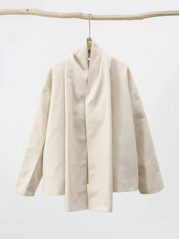 Κομψό γυναικείο παλτό με κασκόλ Ανοιξιάτικο μακρυμάνικο κοντό παλτό Γυναικείο 2024 Fashion Streetwear Φαρδύ γυναικείο παλτό