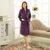 Femei Bărbați, lung, moale, cald, fleece coral, halat de baie de iarnă, flanel, halat de baie, cămașă de noapte, pentru iubitori, halat de dormit confortabil, spa