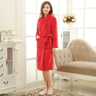 Femei Bărbați, lung, moale, cald, fleece coral, halat de baie de iarnă, flanel, halat de baie, cămașă de noapte, pentru iubitori, halat de dormit confortabil, spa