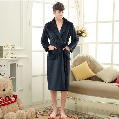 Femei Bărbați, lung, moale, cald, fleece coral, halat de baie de iarnă, flanel, halat de baie, cămașă de noapte, pentru iubitori, halat de dormit confortabil, spa