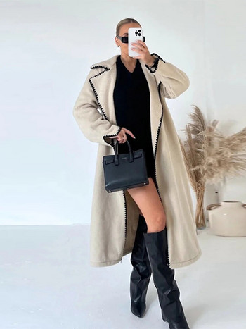 Γυναικεία Μόδα Χοντρό Ζεστό Μάλλινο Παλτό Casual Loose Μακρύ Πανωφόρι 2023 Φθινόπωρο/Χειμώνας Νέα γυναικεία πολυτελή ρούχα Street Wear