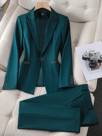 Γυναικείο κοστούμι σακάκι και παντελόνι Επίσημο πράσινο μωβ Μπλε μαύρο μονόχρωμο γυναικείο παντελόνι γυναικείο επαγγελματικό σετ 2 τεμαχίων
