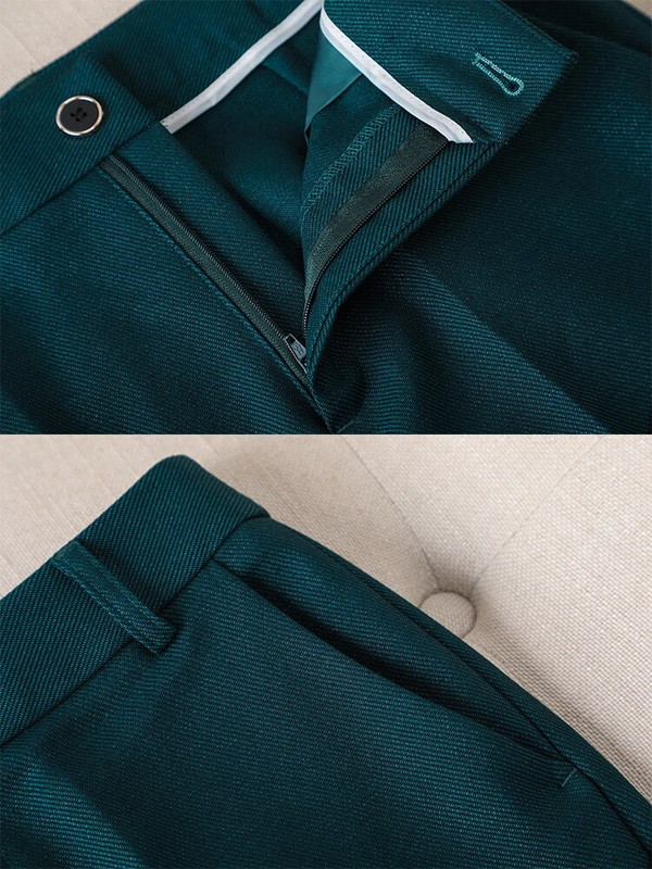 Naiste bleiser ja pükskostüüm pidulik roheline lilla sinine must soliidne naiste jope püksid, naiste töörõivad, 2-osaline komplekt