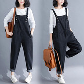 Primăvară vară Salopete de damă Blugi Nouă Salopetă de blugi negru mărime mare Bretele largi Blugi Pantaloni casual pentru femei Salopete