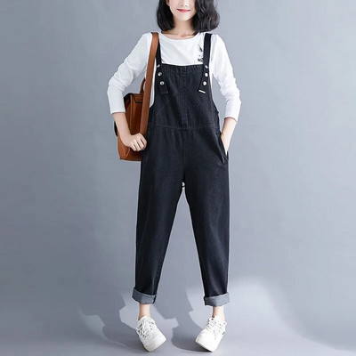 Primăvară vară Salopete de damă Blugi Nouă Salopetă de blugi negru mărime mare Bretele largi Blugi Pantaloni casual pentru femei Salopete
