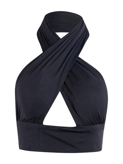 Femei cu bretele încrucișate în față, decupate, gât cu șalț, fără mâneci, fără spate, crop top, bandaj, vestă, topuri sexy de vară, haine pentru femei S-XL