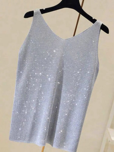 Fitshinling modne nove ljetne majice Spark Slim seksi prsluk bez rukava s V izrezom, jednobojna ženska majica bez rukava 2023, ležerna ženska majica na rasprodaju