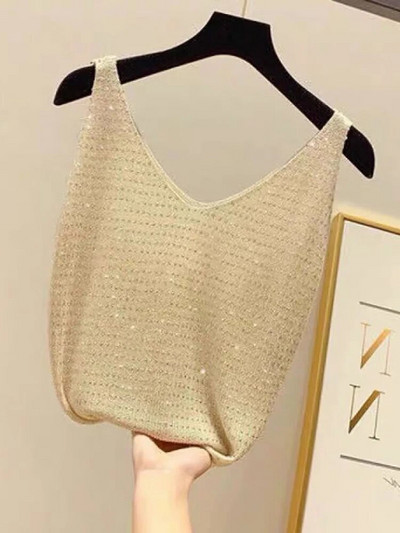 Fitshinling modne nove ljetne majice Spark Slim seksi prsluk bez rukava s V izrezom, jednobojna ženska majica bez rukava 2023, ležerna ženska majica na rasprodaju