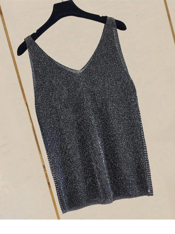 Fitshinling modne nove ljetne majice Spark Slim seksi prsluk bez rukava s V izrezom, jednobojna ženska majica bez rukava 2023, ležerna ženska majica na rasprodaju