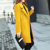 Palton Dama Elegant Maneci Lungi Buzunare Palton Femei Guler Crestat Palton Toamna Femei