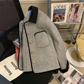 Mali vuneni kaput s reverom u boji s malim mirisom, ženski, proljeće i jesen 2023., novo svjetlo, luksuzni osjećaj, klasični temperamentni uski top X54