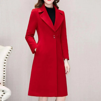 Γυναικείο μάλλινο παλτό κορεατικής έκδοσης φθινοπώρου και χειμώνα 2023 Γυναικείο κοστούμι μεσαίο μακρύ μάλλινο γιακά γιακά