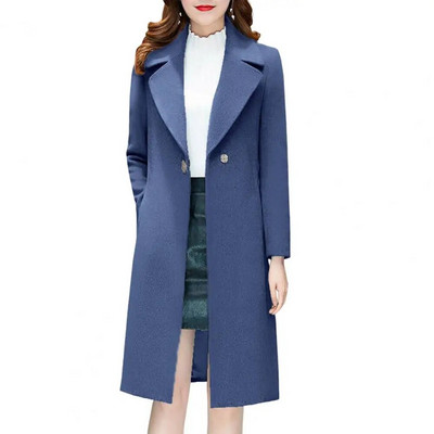 2023. őszi és téli koreai változatú gyapjúkabát, női, közepesen hosszú, térdig lefelé érő derék öltöny, galléros gyapjúkabát