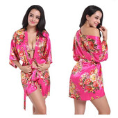 Rochie de mireasa din satin halat kimono cu flori pentru femei Robe de domnisoara de onoare de mireasa Lenjerie de dormit