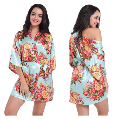 Rochie de mireasa din satin halat kimono cu flori pentru femei Robe de domnisoara de onoare de mireasa Lenjerie de dormit