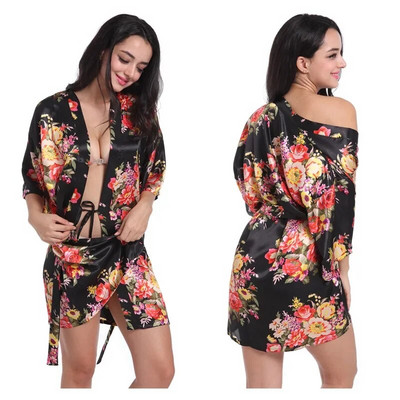 Rochie de mireasa din satin halat kimono cu flori pentru femei Robe de domnisoara de onoare de mireasa Lenjerie de dormit
