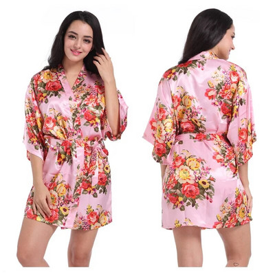 Rochie de mireasa din satin halat kimono cu flori pentru femei Robe de domnisoara de onoare de mireasa Lenjerie de dormit