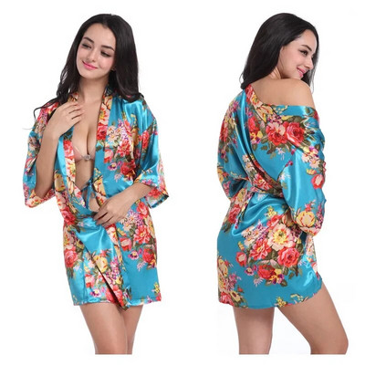 Rochie de mireasa din satin halat kimono cu flori pentru femei Robe de domnisoara de onoare de mireasa Lenjerie de dormit