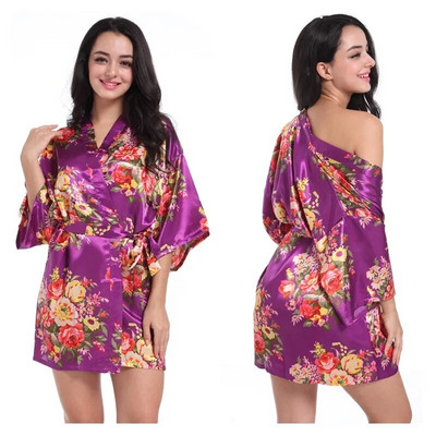 Rochie de mireasa din satin halat kimono cu flori pentru femei Robe de domnisoara de onoare de mireasa Lenjerie de dormit