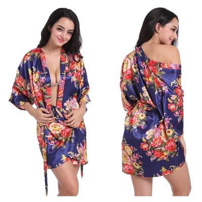 Rochie de mireasa din satin halat kimono cu flori pentru femei Robe de domnisoara de onoare de mireasa Lenjerie de dormit