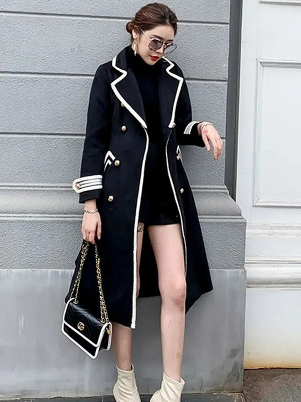 Britanske debele tople vunene jednobojne Chaquetas Jesen Zima Ženski temperamentni Elegantni gornji kaput Kaputi Visokokvalitetna bijela Jaqueta Feminina