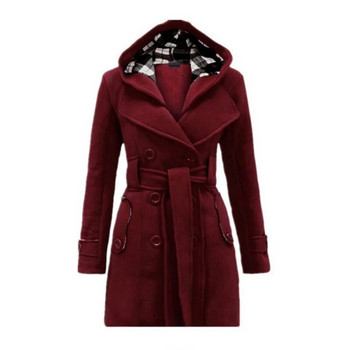 Μόδα μάλλινο παλτό Γυναικείο ζεστό φλις μπουφάν με ζώνες με διπλό στήθος Μασίφ casual μπουφάν 2022 Winter Vintage Slim γυναικείο παλτό