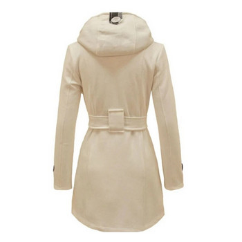 Модно вълнено палто Дамско топло поларено яке с колани Двуредно плътно ежедневно яке 2022 Зимно ретро тънко дамско палто