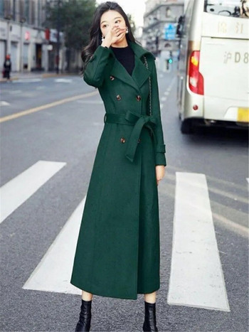 Φθινοπωρινό χειμωνιάτικο μάλλινο παλτό για γυναίκες Νέο μονόχρωμο συν βαμβακερό χοντρό διπλό στήθος μόδας ιδιοσυγκρασίας Commuter μπουφάν Γυναικείο