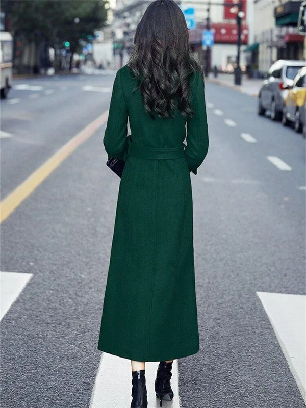 Sügistalvine villane naiste mantel Uus ühevärviline pluss puuvillane paks kaherealine moodne temperament naistejope