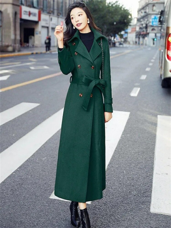 Sügistalvine villane naiste mantel Uus ühevärviline pluss puuvillane paks kaherealine moodne temperament naistejope