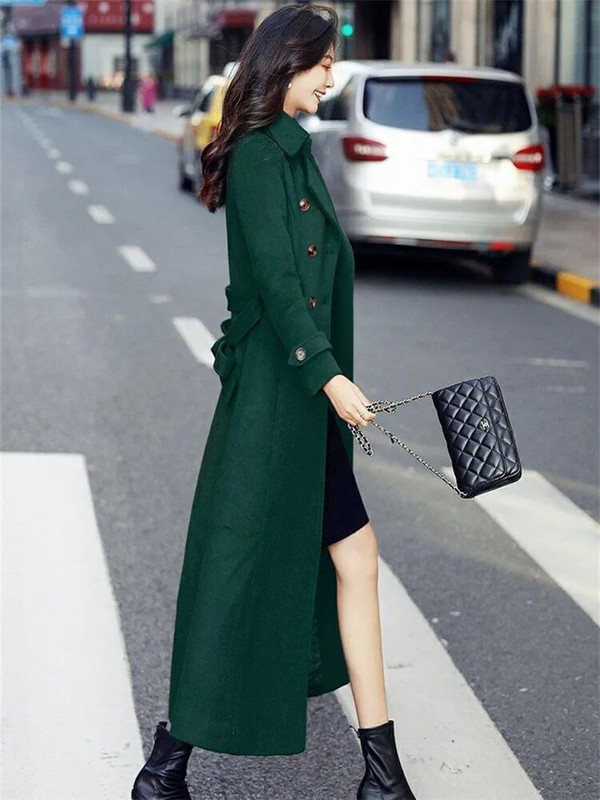 Sügistalvine villane naiste mantel Uus ühevärviline pluss puuvillane paks kaherealine moodne temperament naistejope