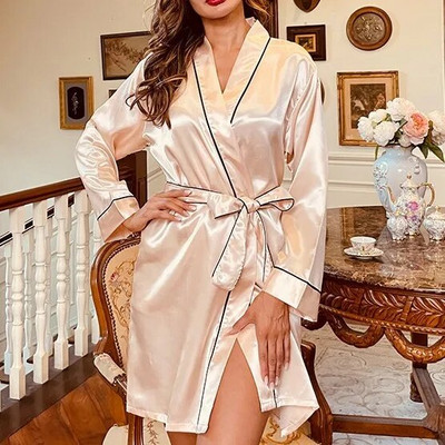 Rochie kimono pentru domnișoară de onoare cu decolteu în V Robă de mireasă Lenjerie de noapte Cămașă de noapte Cămașă de noapte Halat de baie lejer Lenjerie de noapte Lenjerie