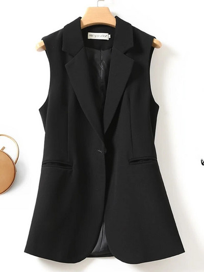 Vestă lungă clasică pentru femeie nouă, costum elegant pentru femei, jachete fără mâneci, îmbrăcăminte exterioară, vestă subțire pentru femei, topuri G566