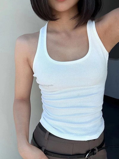 Egyszínű alap bordázott kötött felsők Sexy Crop mellény nyári felsők koreai elasztikus Hot Drill Camis 90-es évek Cool Girls ujjatlan