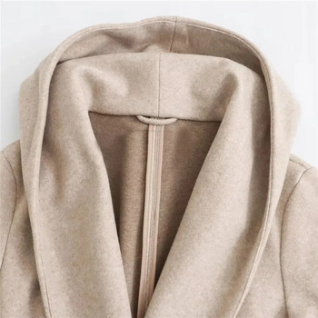 Дамско палто TRAF Дълги палта с качулка за жени Меко есенно зимно палто с дълъг ръкав Дамско 2023 Елегантно дамско палто Жилетка