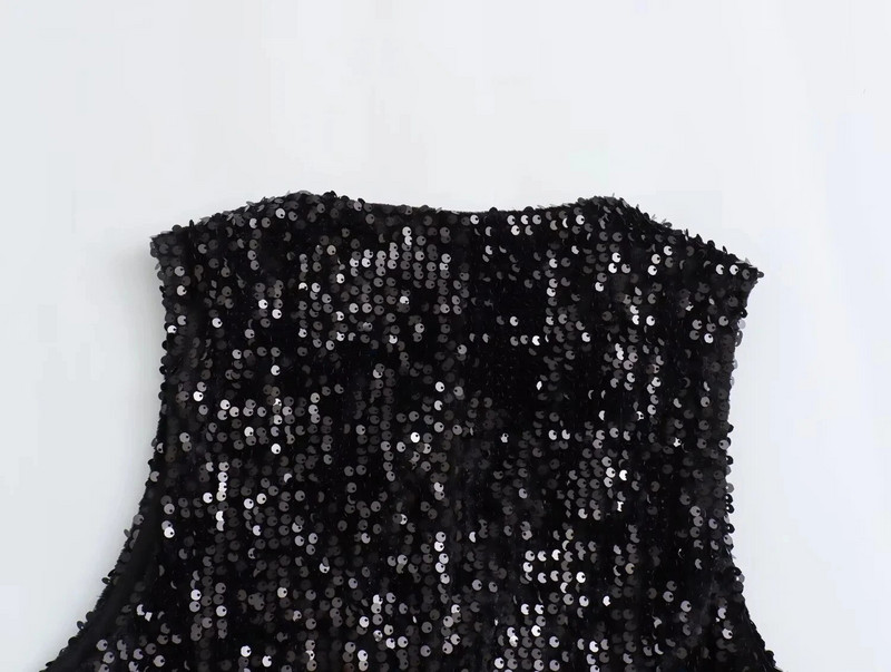 TRAF 2024, litrid, must vest, naiste kärbitud varrukateta vestid naistele peole, sädelev vest, moenööp, sügise lühikesed mantlid