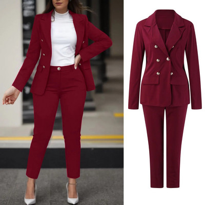 2023 Seturi de pantaloni de damă, două piese, formale, de afaceri, blazere la două piese, jachetă și pantaloni, set de 2 piese, costume elegante de pantaloni pentru damă