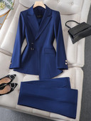 Maro, bleumarin, negru, damă, costum formal cu pantaloni, jachetă și pantaloni pentru femei, îmbrăcăminte de lucru pentru femei, set de 2 piese pentru toamnă iarnă