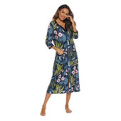 Halat de baie pentru femei de vară cu fermoar Robe lungă largi pentru femei Rochie de noapte cu imprimare Robe de casă pentru femei