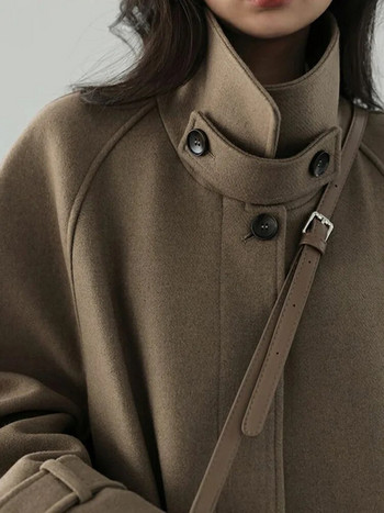 Χειμερινά Streetwear Χαλαρά Μήκους Μάλλινο Παλτό Κορεάτικο Γυαλιστερό Γιακά Ζεστό Γυναικείο Μπουφάν Παρκά Χοντρό Μονό Μπουφάν Νέο Πανωφόρι
