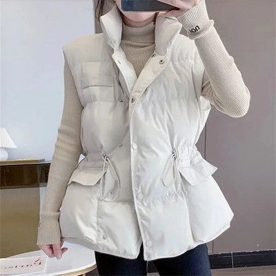2023 Vestă de modă pentru femei Jachetă de iarnă pentru femei Top caldut Veste puf căptușite Jachete noi, solide, fără mâneci, Parka vintage casual