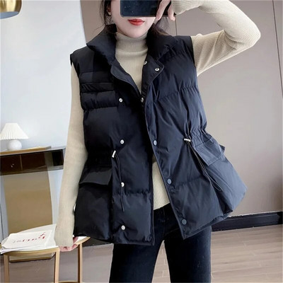 2023 Vestă de modă pentru femei Jachetă de iarnă pentru femei Top caldut Veste puf căptușite Jachete noi, solide, fără mâneci, Parka vintage casual