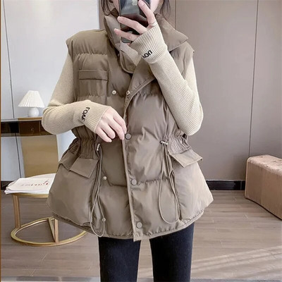 2023 Vestă de modă pentru femei Jachetă de iarnă pentru femei Top caldut Veste puf căptușite Jachete noi, solide, fără mâneci, Parka vintage casual