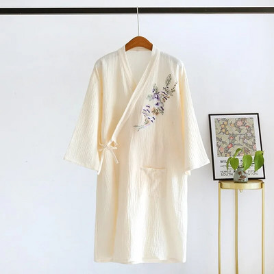 2023 halat de baie japonez kimono toamna doamnelor bumbac pânză creponată broderie halat de baie de vară serviciu la domiciliu lenjerie de dormit halat de baie