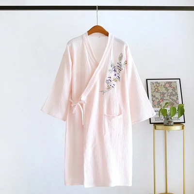 2023 halat de baie japonez kimono toamna doamnelor bumbac pânză creponată broderie halat de baie de vară serviciu la domiciliu lenjerie de dormit halat de baie