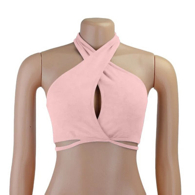 2023 Noi femei Sexy Cross Halter Tank Tops Y2K Fashion Fără umăr Tie Up Crop Tops Club Party Wear Vesta fără spate Topuri