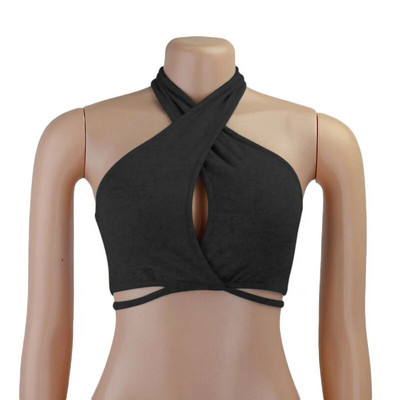 2023 Noi femei Sexy Cross Halter Tank Tops Y2K Fashion Fără umăr Tie Up Crop Tops Club Party Wear Vesta fără spate Topuri