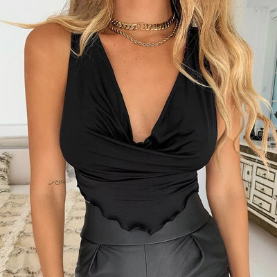 2023 Noi femei Sexy Cross Halter Tank Tops Y2K Fashion Fără umăr Tie Up Crop Tops Club Party Wear Vesta fără spate Topuri