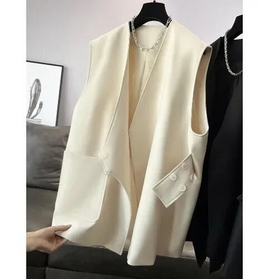SuperAen Japonia Design Original Femei Loose Primăvara Toamnă Costum lung cu decolteu în V Vestă Jachetă