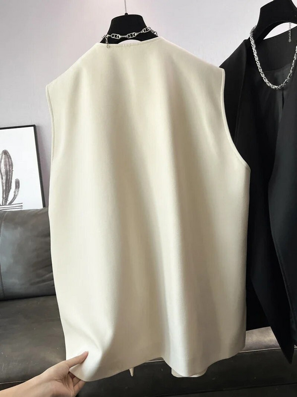 SuperAen japán eredeti dizájn női bő tavaszi őszi hosszú V-nyakú öltöny mellény dzseki kabát